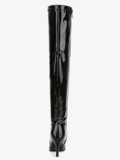 Cuissardes Femmes Vernis Bout Pointu Stiletto Cuir Brillant Talon Cuissardes