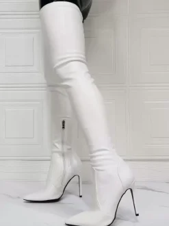 Cuissardes femme vernis à bout pointu à talon aiguille Cuissardes sexy