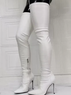 Cuissardes femme vernis à bout pointu à talon aiguille Cuissardes sexy