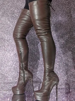 Cuissardes hautes pour femmes plateforme talon aiguille cuissardes au-dessus du genou