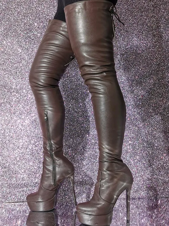 Cuissardes hautes pour femmes plateforme talon aiguille cuissardes au-dessus du genou