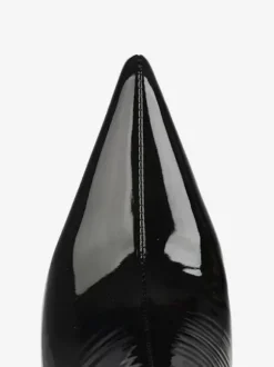 Cuissardes noires à talons hauts pour femmes en cuir brillant