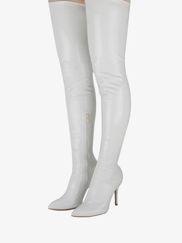 Cuissardes à Talon Aiguille pour Femme en Cuir Verni Brillant