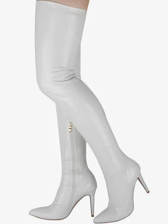 Cuissardes à Talon Aiguille pour Femme en Cuir Verni Brillant