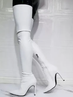Cuissardes à Talons Hauts Femme avec Bout Pointu Unicolore
