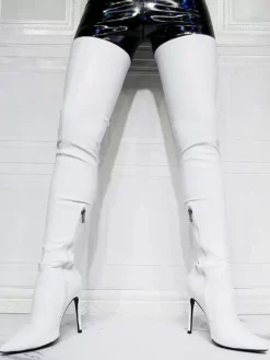 Cuissardes à Talons Hauts Femme avec Bout Pointu Unicolore