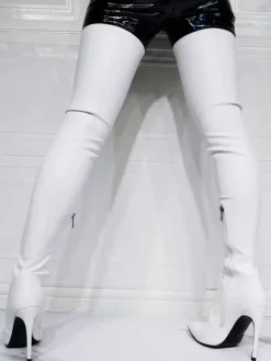 Cuissardes à Talons Hauts Femme avec Bout Pointu Unicolore