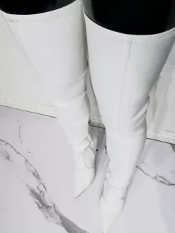 Cuissardes à Talons Hauts Femme avec Bout Pointu Unicolore