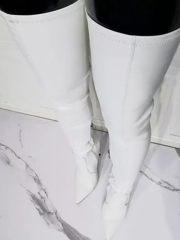 Cuissardes à Talons Hauts Femme avec Bout Pointu Unicolore