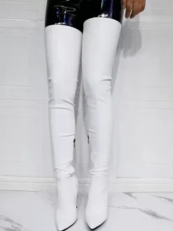 Cuissardes à Talons Hauts Femme avec Bout Pointu Unicolore
