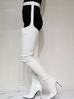Cuissardes à Talons Hauts Femme avec Bout Pointu Unicolore