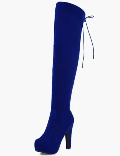 Cuissardes à talons épais en cuir poncé Zip