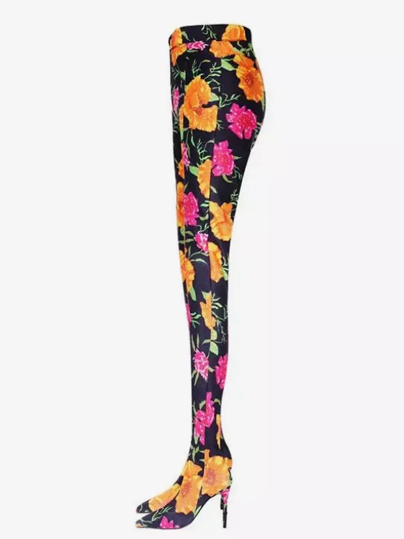 Cuissards Bout Pointu Talon Aiguille Tissu Élastique Pour Femmes