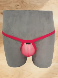 Culotte string sexy en maille rouge transparente pour homme