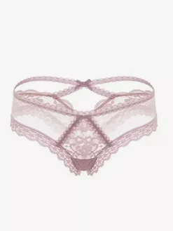 Culotte femme en maille transparente avec découpes et bretelles apparentes.