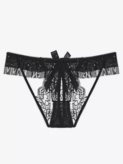 Culottes pour femmes avec n艙uds et culottes sexy en dentelle noire