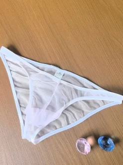 Culotte sexy transparente blanche pour homme string transparent