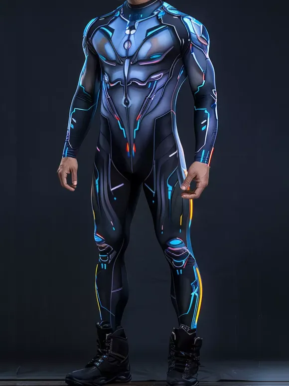 Cyberpunk Combinaisons zentai motifs Halloween Combinaison Cyberpunk pour homme armure mécanique costume de cosplay combinaison élastique steampunk