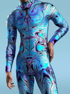 Cyberpunk Combinaisons zentai motifs Halloween Combinaison Catsuit à fermeture éclair pour homme adulte imprimée en 3D pour jeu fête zentai cosplay festival rave robot
