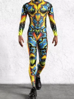 Cyberpunk Combinaisons zentai motifs Halloween Combinaison Catsuit à fermeture éclair pour homme adulte imprimée en 3D pour jeu fête zentai cosplay festival rave robot