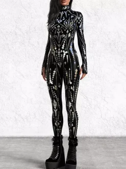 Cyberpunk Combinaisons zentai motifs Halloween Combinaison zentai pour femme style punk hyun couleur