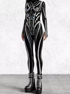 Cyberpunk Combinaisons zentai motifs Halloween Combinaison zentai pour femme style punk hyun couleur
