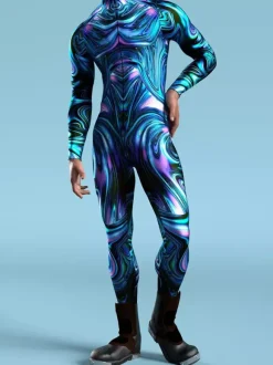 Cyberpunk Combinaisons zentai motifs Halloween Combinaison Zentai pour enfants hommes et femmes costume slim imprimé multicolore tenue de fête de festival fermeture éclair sur le devant