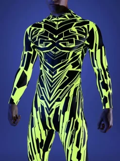Cyberpunk Combinaisons zentai motifs Halloween Combinaison Zentai pour enfants hommes et femmes costume slim imprimé multicolore tenue de fête de festival fermeture éclair sur le devant