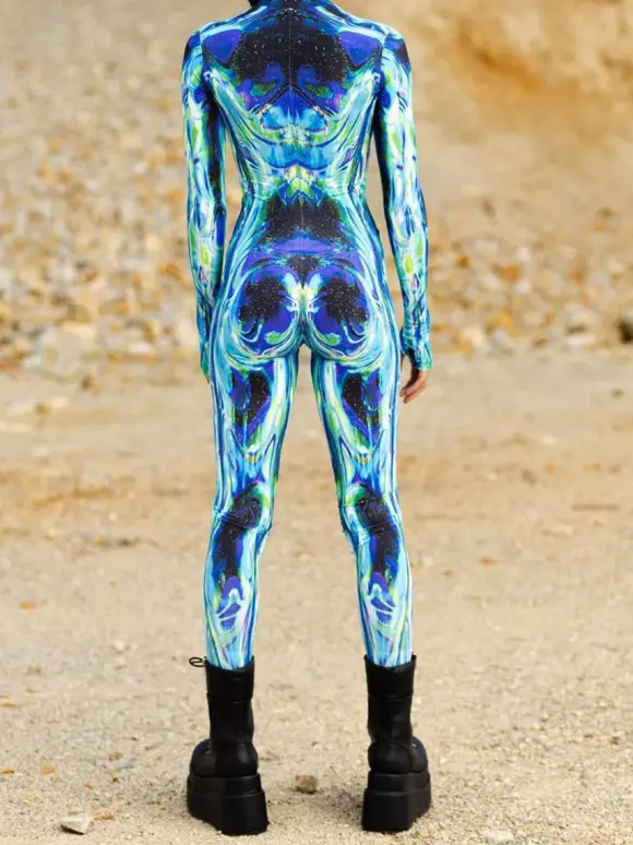 Cyberpunk Combinaisons zentai motifs Halloween Combinaison sexy pour femme motif papillon couleur unie pour Halloween pour adultes taille haute sport cosplay