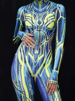 Cyberpunk Combinaisons zentai motifs Halloween Combinaisons de cosplay pour adultes personnages d'anime imprimé numérique 3D body caitsuit costumes de scène pour spectacle de yoga aérien