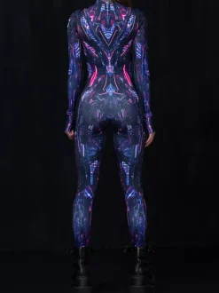 Cyberpunk Combinaisons zentai motifs Halloween Combinaisons de cosplay pour adultes personnages d'anime imprimé numérique 3D body caitsuit costumes de scène pour spectacle de yoga aérien