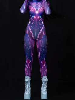 Cyberpunk Combinaisons zentai motifs Halloween Combinaisons de cosplay pour adultes personnages d'anime imprimé numérique 3D body caitsuit costumes de scène pour spectacle de yoga aérien
