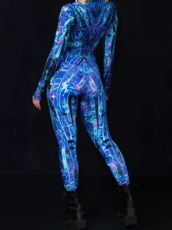 Cyberpunk Combinaisons zentai motifs Halloween Combinaison Caitsuit pour adulte personnage d'anime cosplay combinaison imprimée numérique 3D tenue de scène pour spectacle de yoga aérien