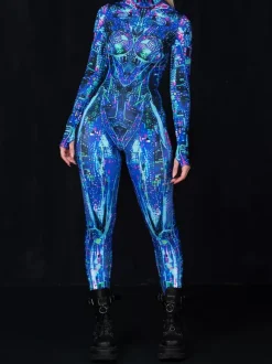 Cyberpunk Combinaisons zentai motifs Halloween Combinaison Caitsuit pour adulte personnage d'anime cosplay combinaison imprimée numérique 3D tenue de scène pour spectacle de yoga aérien