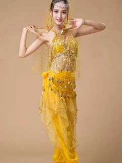 Danse du ventre Costumes Sequin Fringe Rose Polka Dot Danseuse du ventre Tulle Vêtements Danse du ventre pour les femmes Déguisements Halloween