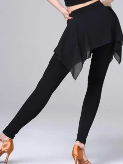 Danse latine Costume Jupe Pantalon Femmes Noir Formation Danse Vêtements Déguisements Halloween