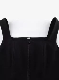 Débardeur blanc à bretelles et fermeture éclair au col sexy en viscose pour femme