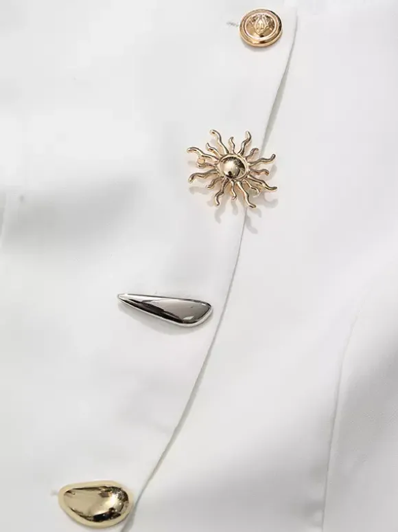 Débardeur blanc à col bijou et boutons chics pour femmes