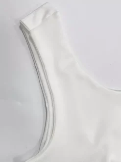 Débardeur blanc à col en U volants et dos nu chic pour femmes