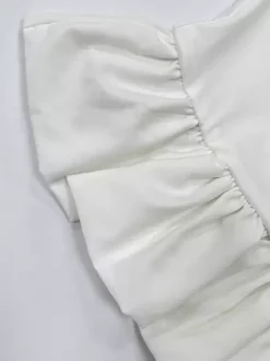 Débardeur blanc à col en U volants et dos nu chic pour femmes
