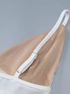 Débardeur blanc à col en V en dentelle polyester sexy pour femme