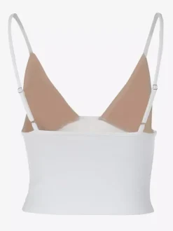 Débardeur blanc à col en V en dentelle polyester sexy pour femme