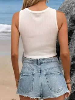 Débardeur blanc à col rond chic pour femmes