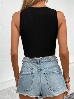 Débardeur blanc à col rond chic pour femmes