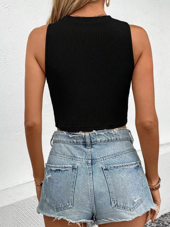 Débardeur blanc à col rond chic pour femmes