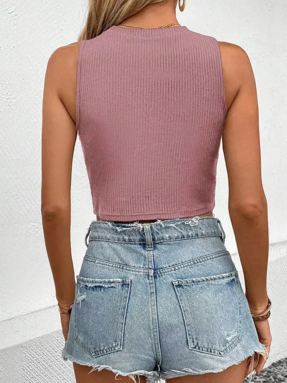 Débardeur blanc à col rond chic pour femmes