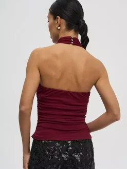 Débardeur blanc dos nu sexy sans manches pour femme