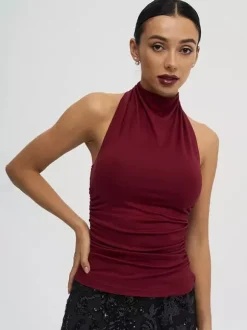 Débardeur blanc dos nu sexy sans manches pour femme