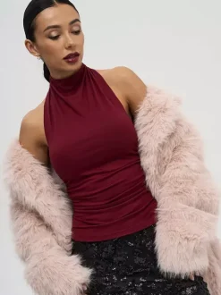 Débardeur blanc dos nu sexy sans manches pour femme