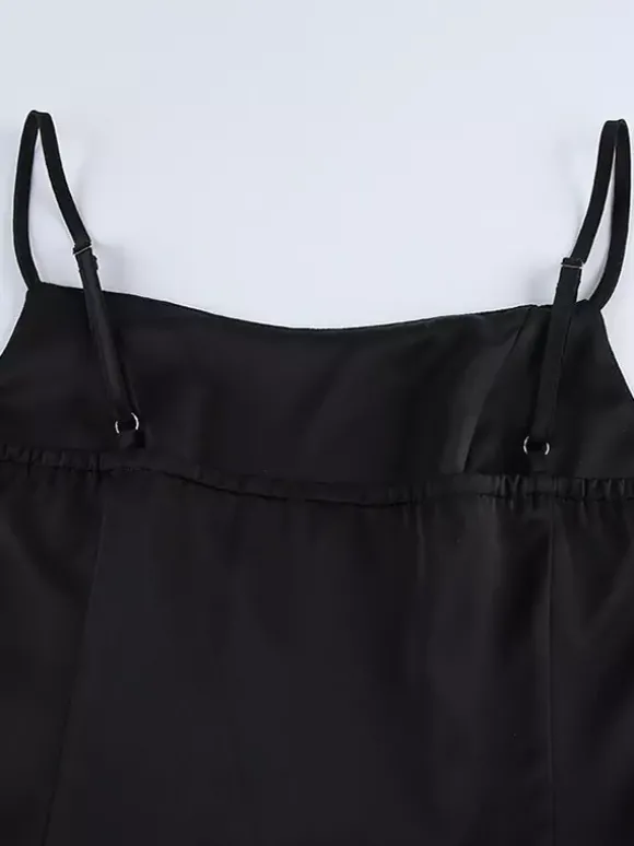 Débardeur jaune à bretelles col à volants et dos nu pour femme